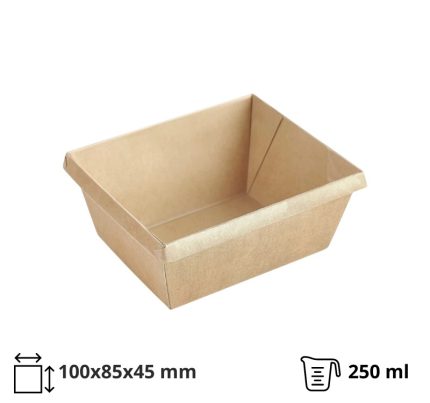 Papirnata posuda OneClick dno, 100x85x45 mm, 250 ml, craft za poklopcem (komplet)
