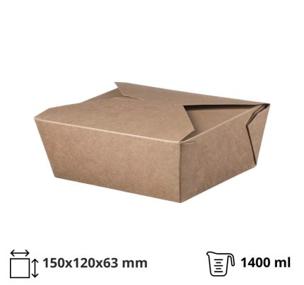 Papirnata posuda 1400 ml 150x120x63 mm kraft 50 kom