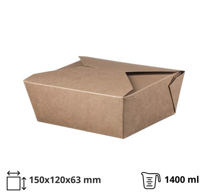 Papirnata posuda 1400 ml 150x120x63 mm kraft 50 kom