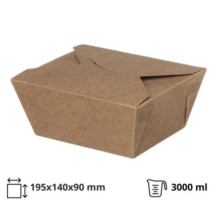 Papirnata posuda 3000 ml 195х140х90 mm kraft 50 kom