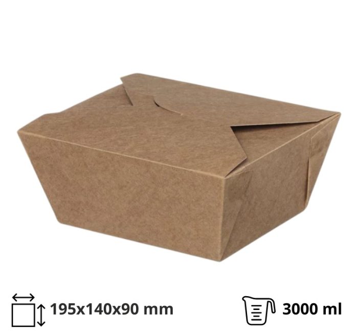 Papirnata posuda 3000 ml 195х140х90 mm kraft 50 kom