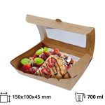 Papirnata posuda s prozorom 700 ml 150x100x45 mm kraft 50 kom