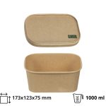Papirnata posuda 1000 ml 173х123х75mm, kraft, bez poklopca 50 kom (komplet)