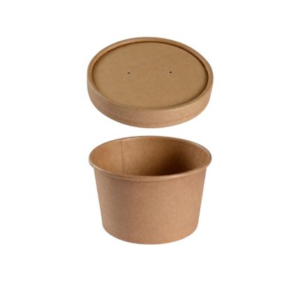 Papirnata posuda za juhu za poklopcem 240 ml d=97 mm h=60 mm kraft, 50 kom (komplet)