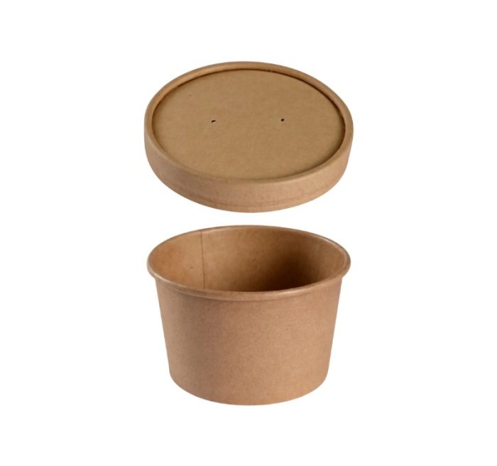 Papirnata posuda za juhu za poklopcem 240 ml d=97 mm h=60 mm kraft, 50 kom (komplet)