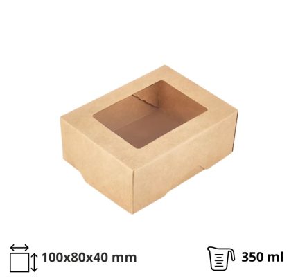 Papirnata posuda s prozorom 350 ml 100x80x40 mm kraft 25 kom