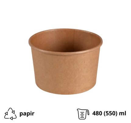 Papirnata posuda 480 (550) ml d=110 mm h=70 mm, kraft, bez poklopca 50 kom