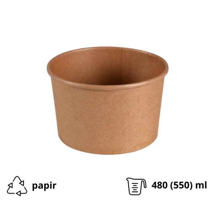 Papirnata posuda 480 (550) ml d=110 mm h=70 mm, kraft, bez poklopca 50 kom