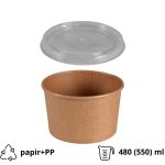Papirnata posuda 480 (550) ml d=110 mm h=70 mm, kraft, sa poklopcem 50 kom (komplet)