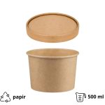 Papirnata posuda za poklopcem 500 ml d=115 mm h=78 mm, kraft, 50 kom (komplet)