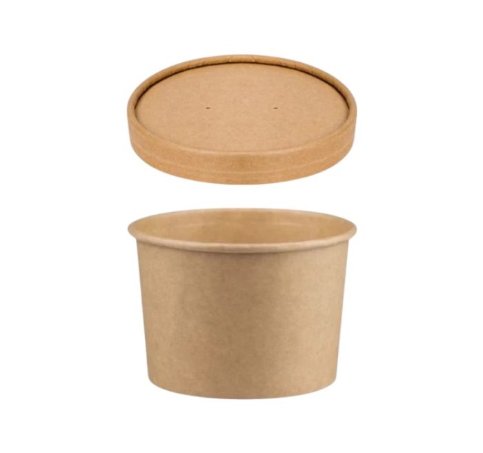 Papirnata posuda za poklopcem 500 ml d=115 mm h=78 mm, kraft, 50 kom (komplet)