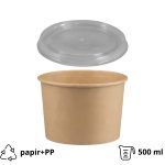 Papirnata posuda 500 ml d=115 mm h=78 mm, kraft, za poklopcem, 50 kom (komplet)
