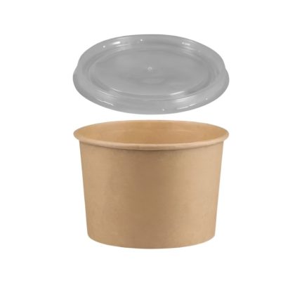 Papirnata posuda 500 ml d=115 mm h=78 mm, kraft, za poklopcem, 50 kom (komplet)