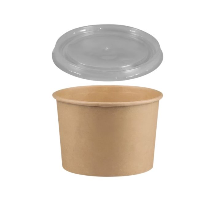 Papirnata posuda 500 ml d=115 mm h=78 mm, kraft, za poklopcem, 50 kom (komplet)