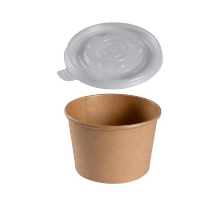 Posuda papirnata 550 ml d=115 mm h=77 mm, kraft, za poklopcem, 50 kom (komplet)