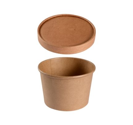 Posuda papirnata 550 ml d=115 mm h=77 mm, kraft, za poklopcem, 50 kom (komplet)