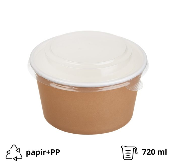 Posuda papirnata Tambien ECO 720ml d=135 mm, h=68mm kraft, za poklopcem, 50 kom (komplet)
