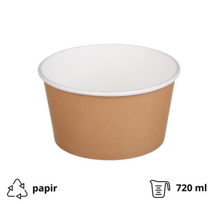 Posuda papirnata Tambien ECO 720ml d=135 mm, h=68mm kraft, za poklopcem, 50 kom (komplet)