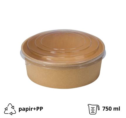 Papirnata posuda za poklopcem 750 ml d=150 mm kraft, komplet, 50 kom
