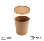 Papirnata posuda za poklopcem 750 ml d=115 mm h=116 mm, kraft, 50 kom (komplet)