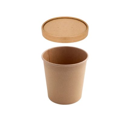 Papirnata posuda za poklopcem 750 ml d=115 mm h=116 mm, kraft, 50 kom (komplet)