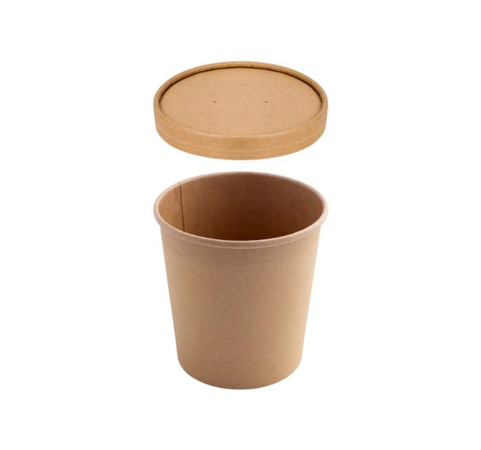 Papirnata posuda za poklopcem 750 ml d=115 mm h=116 mm, kraft, 50 kom (komplet)