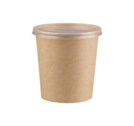 Papirnata posuda za poklopcem 750 ml d=115 mm h=116 mm, kraft, komplet, 50 kom