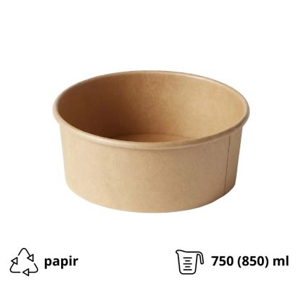 Papirnata posuda 750 (850) ml d=145 mm h=70 mm, kraft, bez poklopca 50 kom