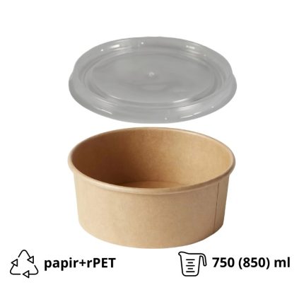 Papirnata posuda za poklopcem 750 (850) ml d=145 mm h=70 mm, kraft, 50 kom (komplet)