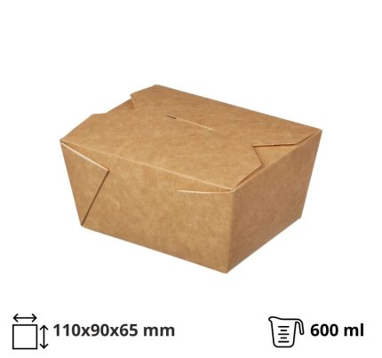 Papirnata posuda Fold Box 600 ml 110x90x65 mm, kraft 25 kom