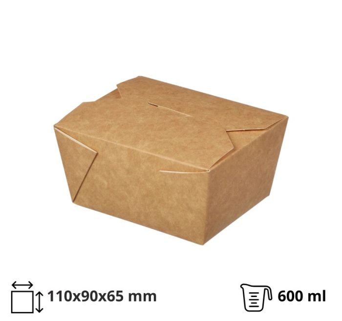 Papirnata posuda Fold Box 600 ml 110x90x65 mm, kraft 25 kom
