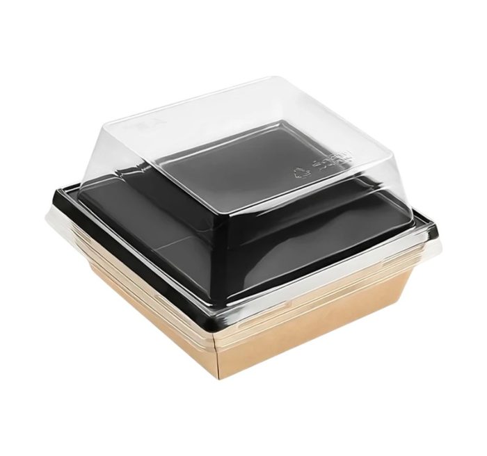 Papirnata posuda 550 ml OneClick kraft/crna 130×130 mm, h=45 mm (komplet)