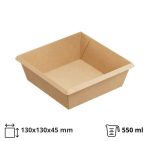 Papirnata posuda OneClick 550 ml, 130x130x45 mm, kraft/kraft, bez poklopca 50 kom