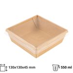 Papirnata posuda 550 ml OneClick kraft 130x130 mm za poklopcem, 50 kom (komplet)
