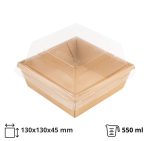 Papirnata posuda 550 ml OneClick kraft 130×130 mm, h=45 mm s pokrovom, 50 kom (komplet)