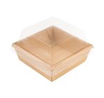 Papirnata posuda 550 ml OneClick kraft 130×130 mm, h=45 mm s pokrovom, 50 kom (komplet)