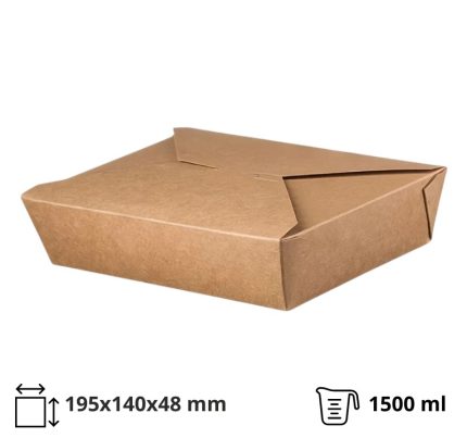 Papirnata posuda 1500 ml 195х140х48 mm kraft 50 kom