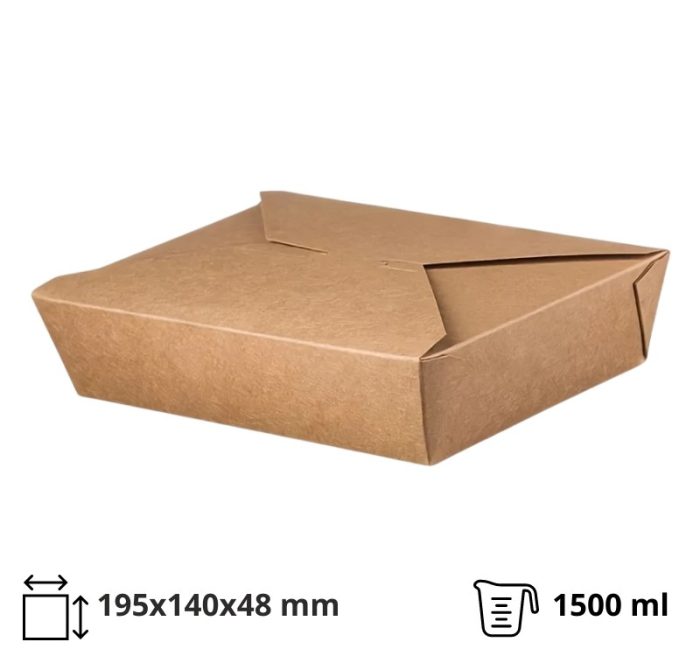 Papirnata posuda 1500 ml 195х140х48 mm kraft 50 kom