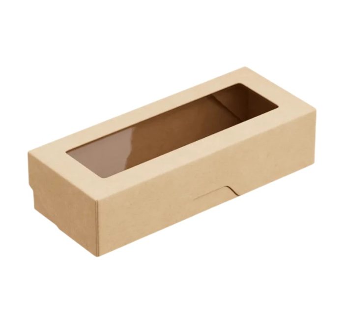 Papirnata posuda s prozorom OneBox 500 ml 70x170x40 mm kraft 25 kom