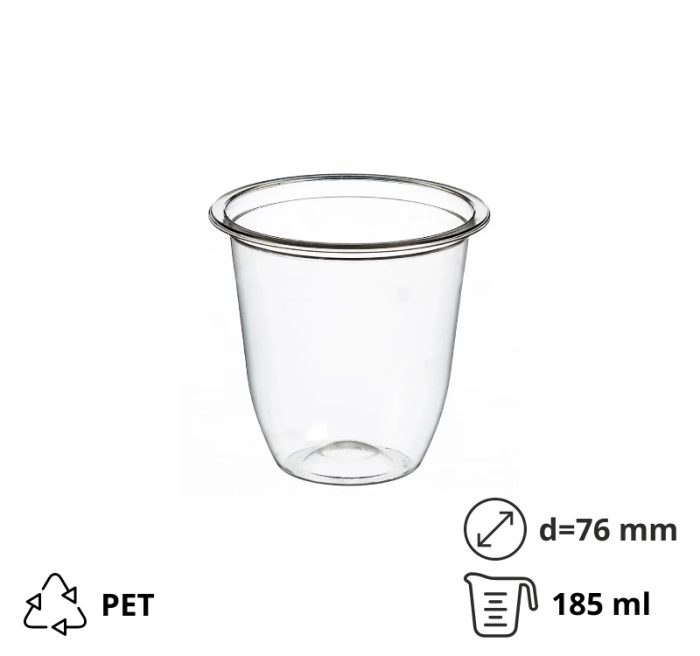 Posudica PET 160 (180) ml d=76 mm h=72 mm prozirna 50 kom