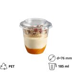 Posudica PET 185ml d=76mm h=72mm prozirna za deserte/voće/salatu za poklopcem (komplet)