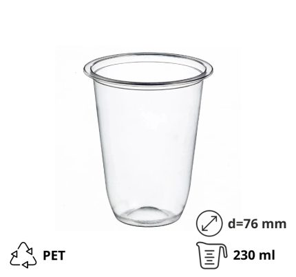 Posudica PET 200 (230) ml d=76 mm h=93 mm prozirna  50 kom