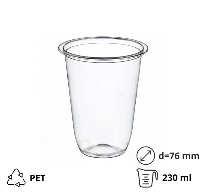 Posudica PET 200 (230) ml d=76 mm h=93 mm prozirna  50 kom