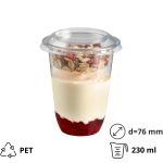 Posudica PET 230ml d=76mm h=93mm prozirna za deserte/voće/salatu za poklopcem (komplet)