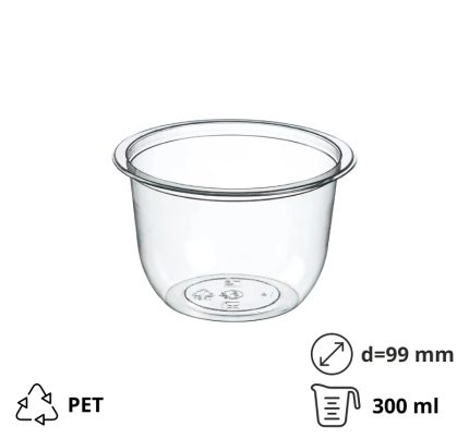 Posudica PET 300(330)ml d=99 mm h=60 mm prozirna 60 kom