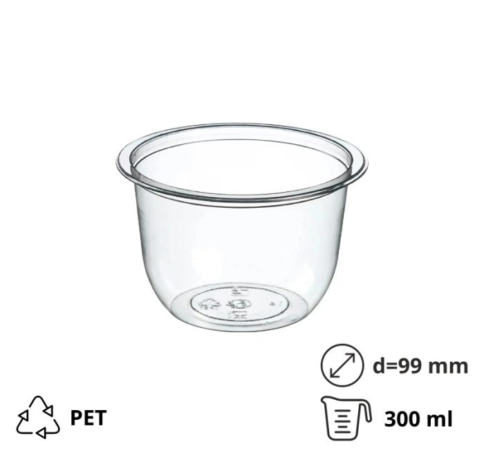 Posudica PET 300(330)ml d=99 mm h=60 mm prozirna 60 kom