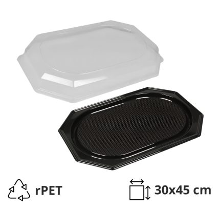 Poslužavnik rPET 30х45 cm crni, za poklopcem,10 kom (komplet)