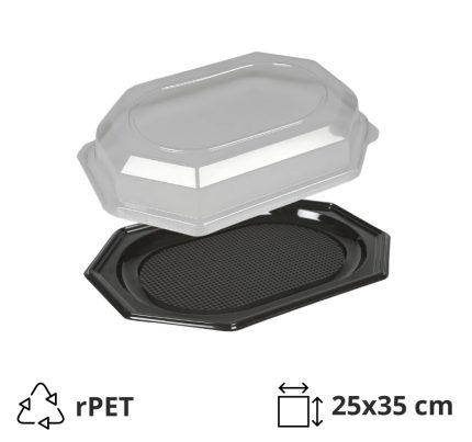 Poslužavnik sa poklopcem rPET 25х35 cm crni 10 kom (komplet)
