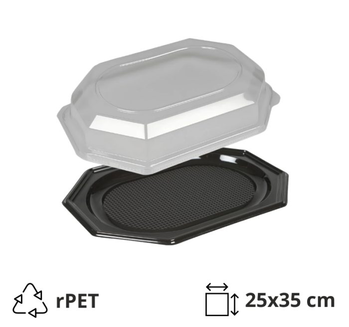 Poslužavnik sa poklopcem rPET 25х35 cm crni 10 kom (komplet)