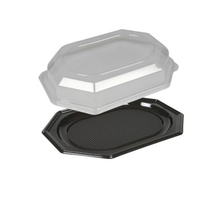 Poslužavnik sa poklopcem rPET 25х35 cm crni 10 kom (komplet)